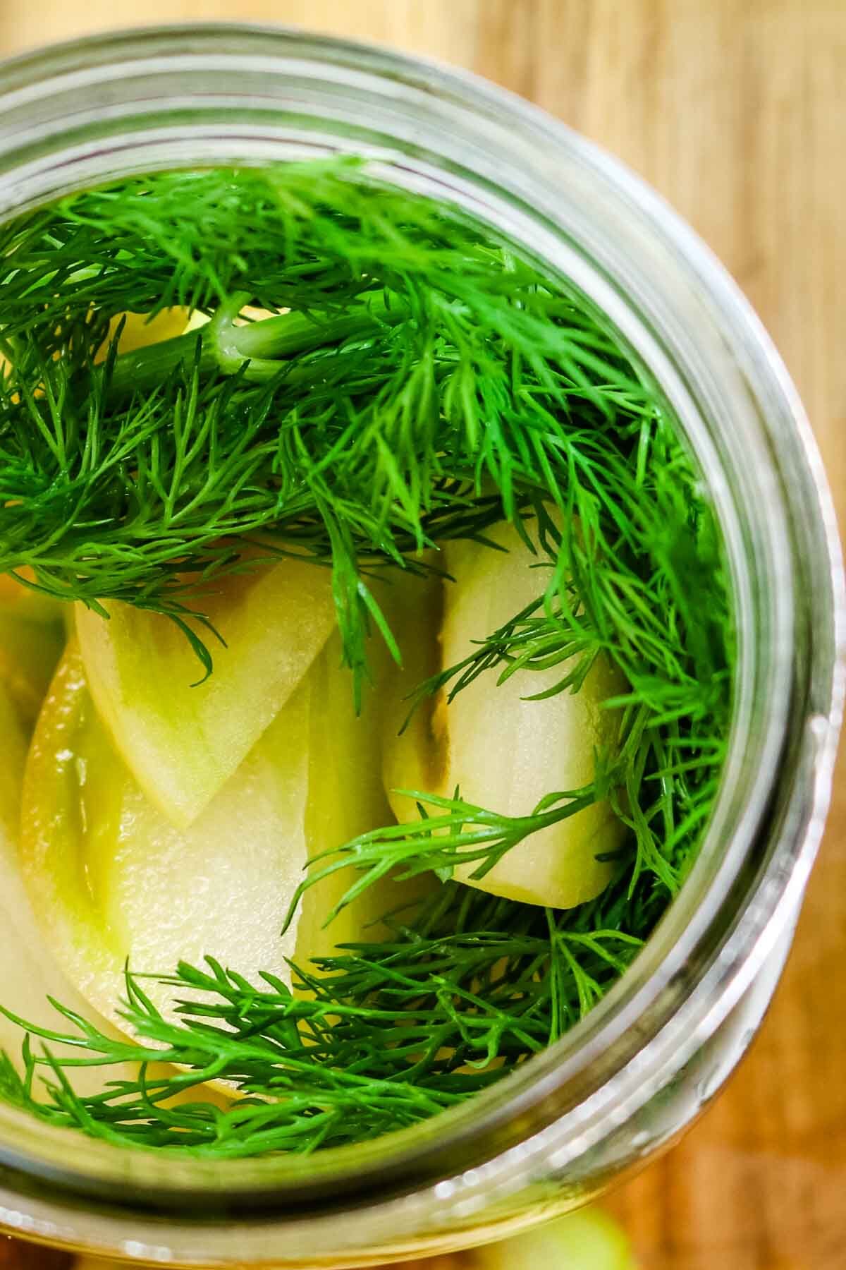 green tomatoes with fresh dill.