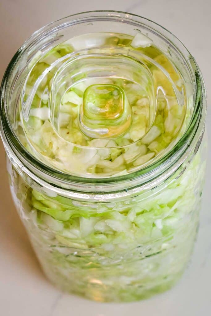 fermentation glass weight on cabbage.