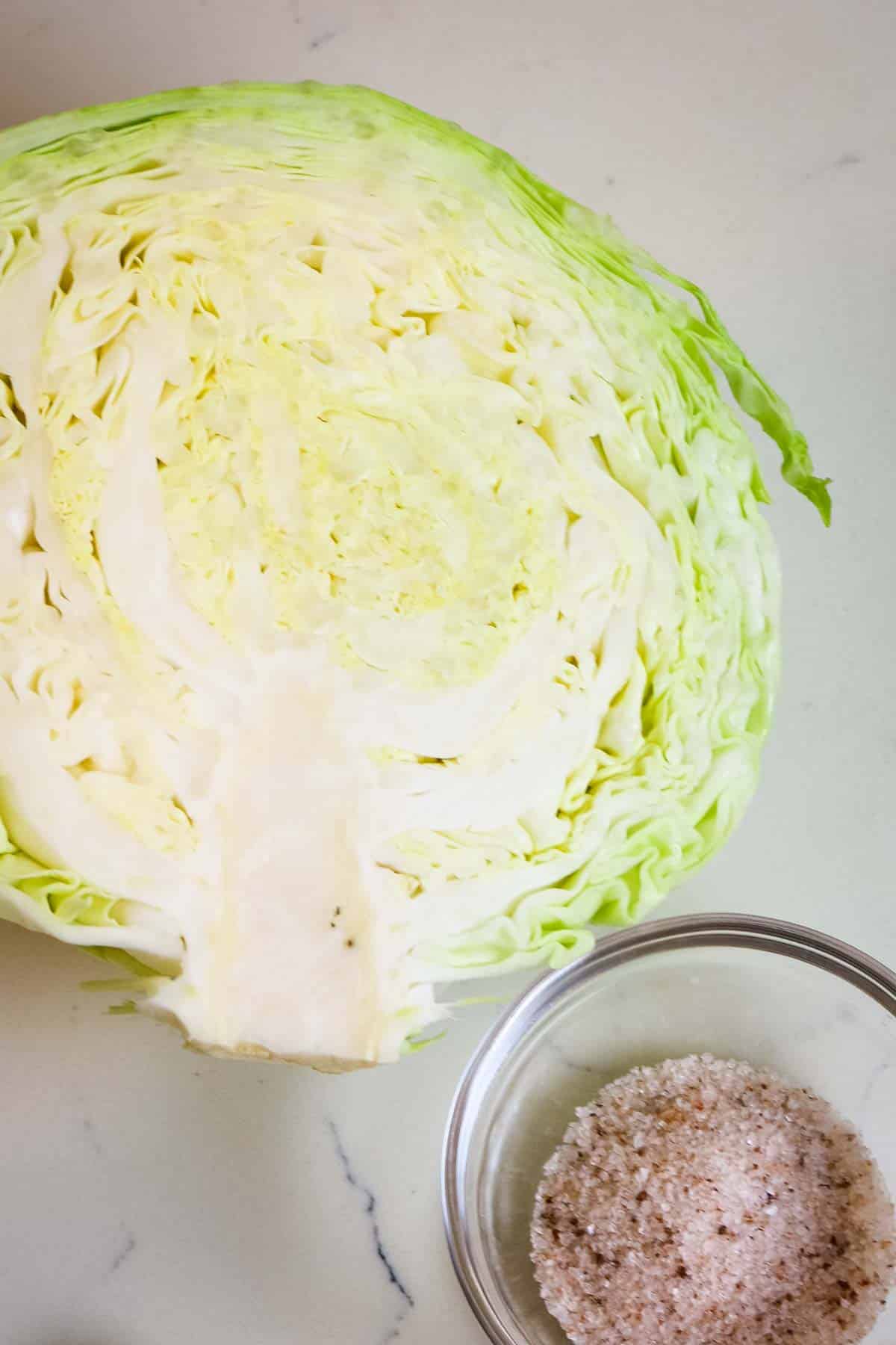 cabbage and sea salt in bowl