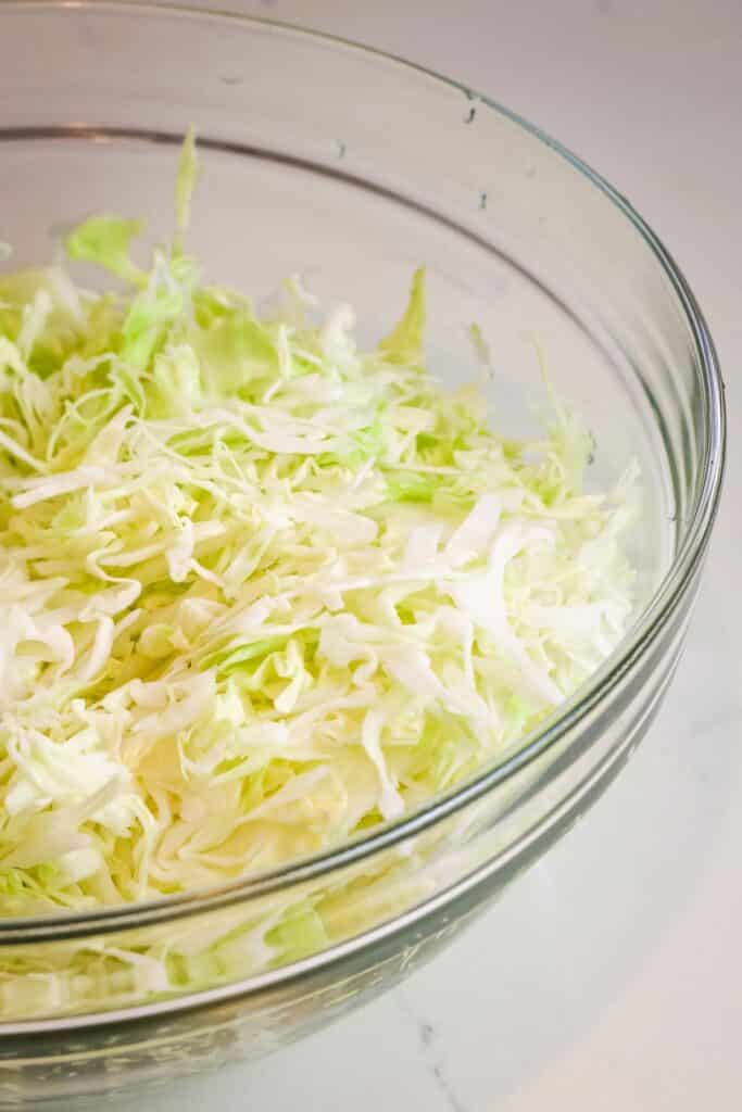 shredded sauerkraut in bowl.