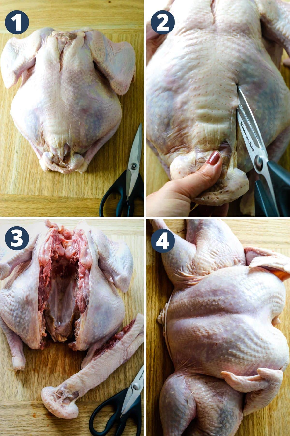 timeline collage of spatchcocking a turkey