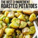 crispy oven roasted potatoes in dish.