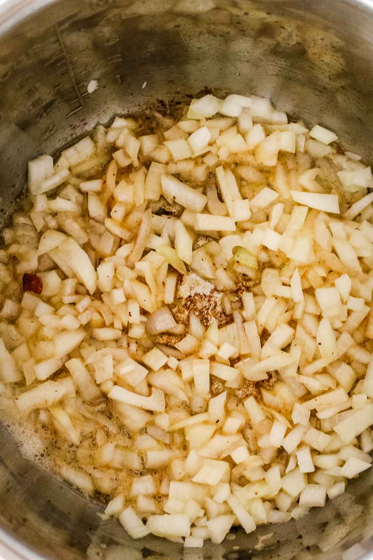 sauteeing onions in bacon grease.