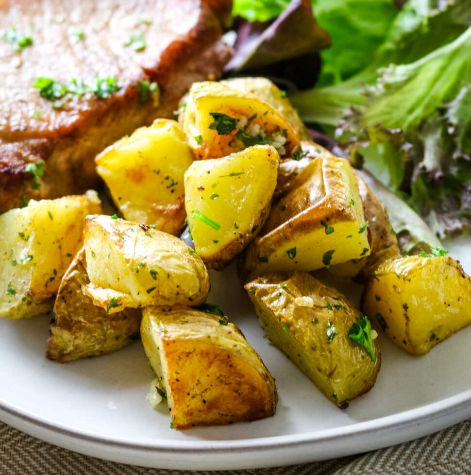 Crispy Oven Roasted Garlic Potatoes Prepare + Nourish