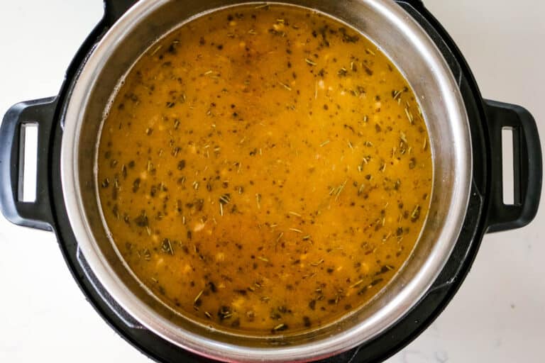 brothy liquid in instant pot.