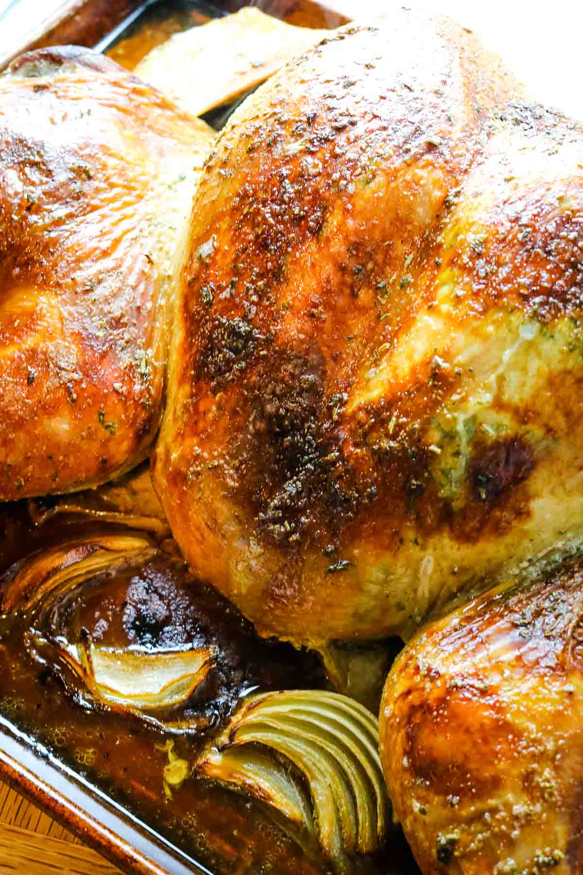 roast turkey with onions.