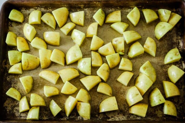 spread out Yukon golds on sheet pan.