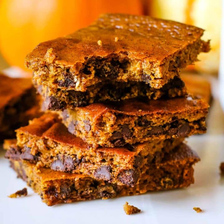 pumpkin bars stacked on top