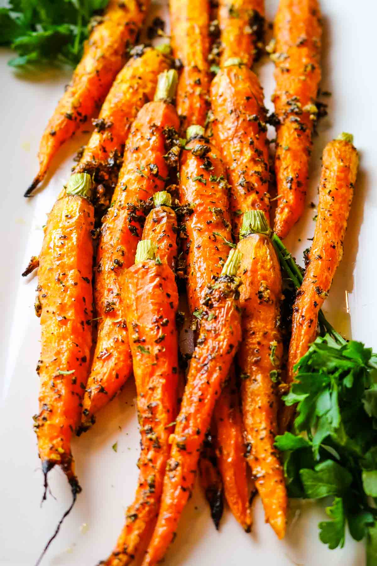roasted carrots with salt and garlic.