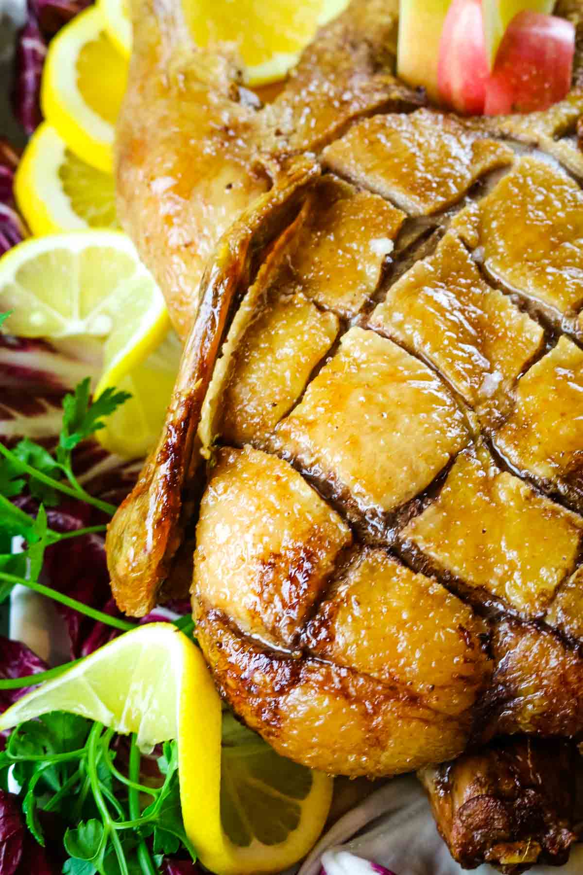 easy air fryer duck with lemon and parsley.