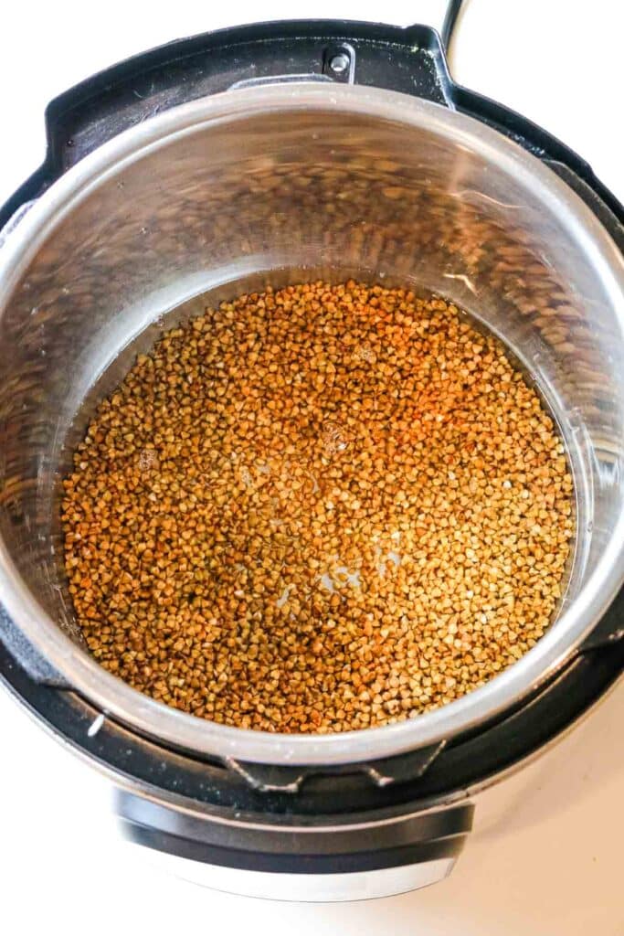 buckwheat in instant pot inner pot with water