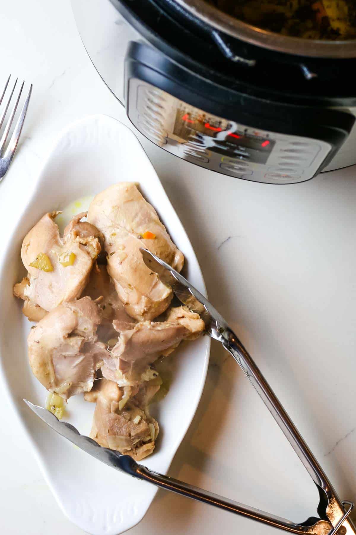 cooked chicken removed from instant pot.