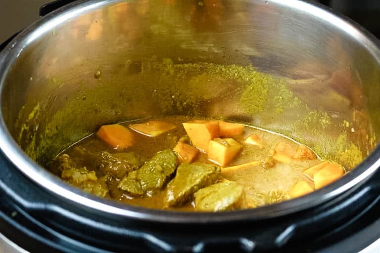 coconut curry with lamb and squash in instant pot.