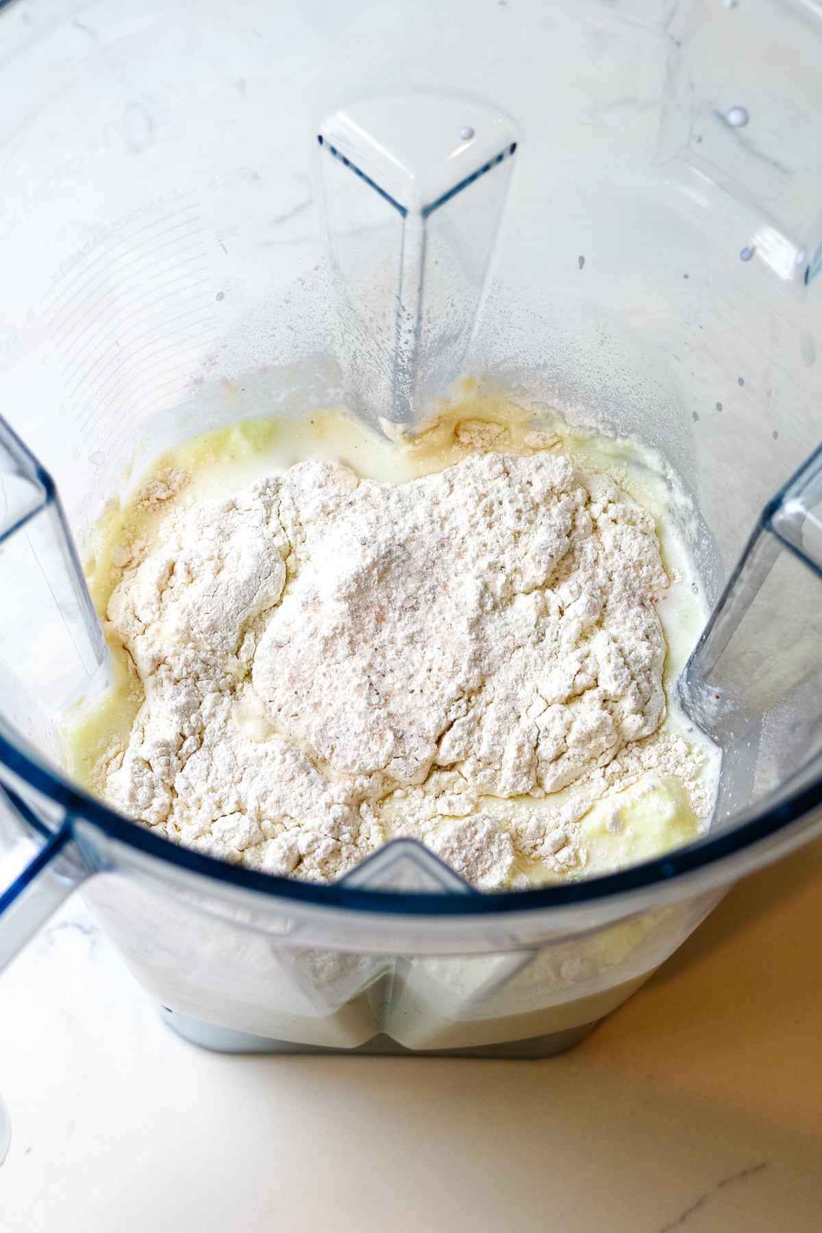 all ingredients in a high-speed blender for gluten free crepes.