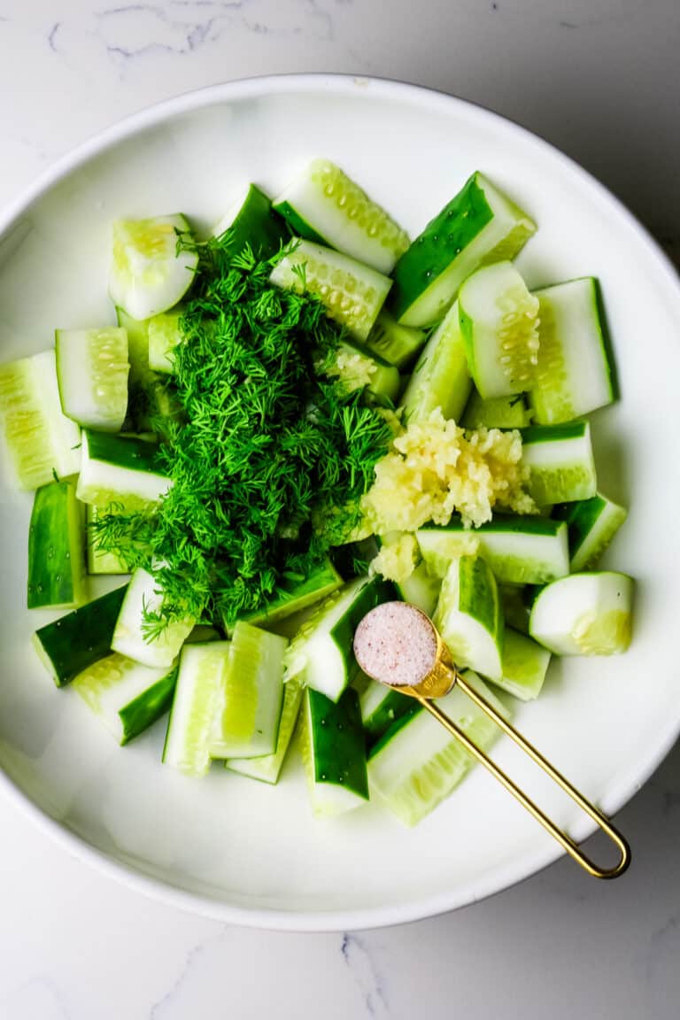 Easy and Fresh Cucumber Dill Salad Recipe with Garlic Prepare + Nourish