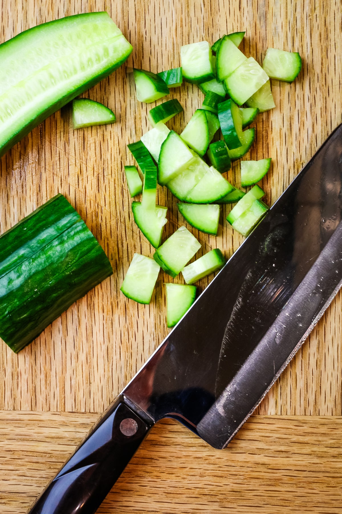 cucumber cut into small pieces or diced.