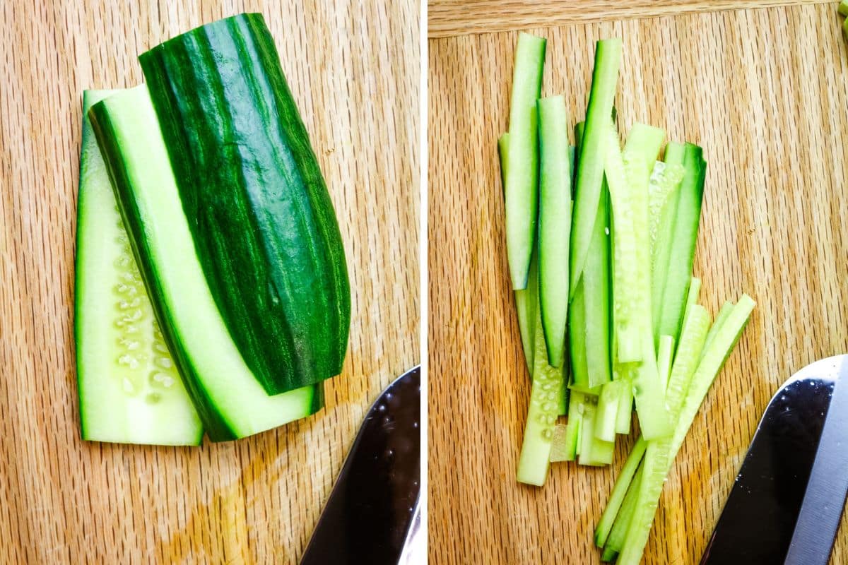 How To Chop Cucumber In Thin Slices 