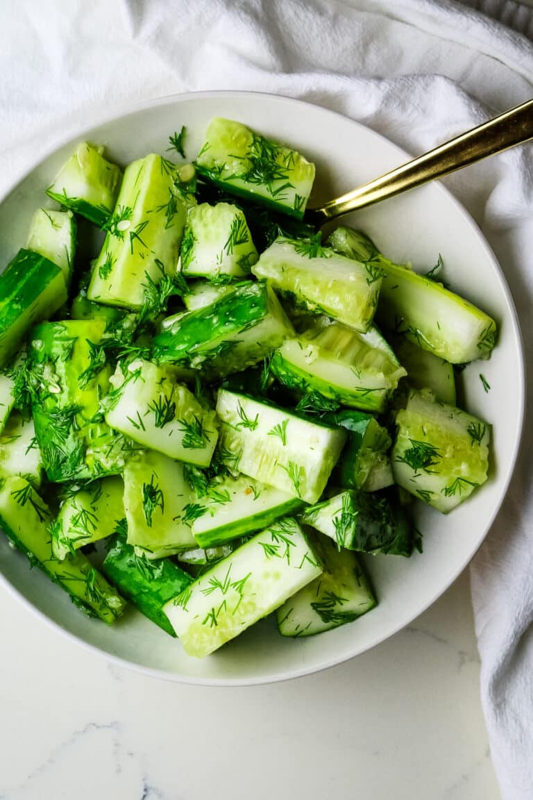 Easy and Fresh Cucumber Dill Salad Recipe with Garlic Prepare + Nourish