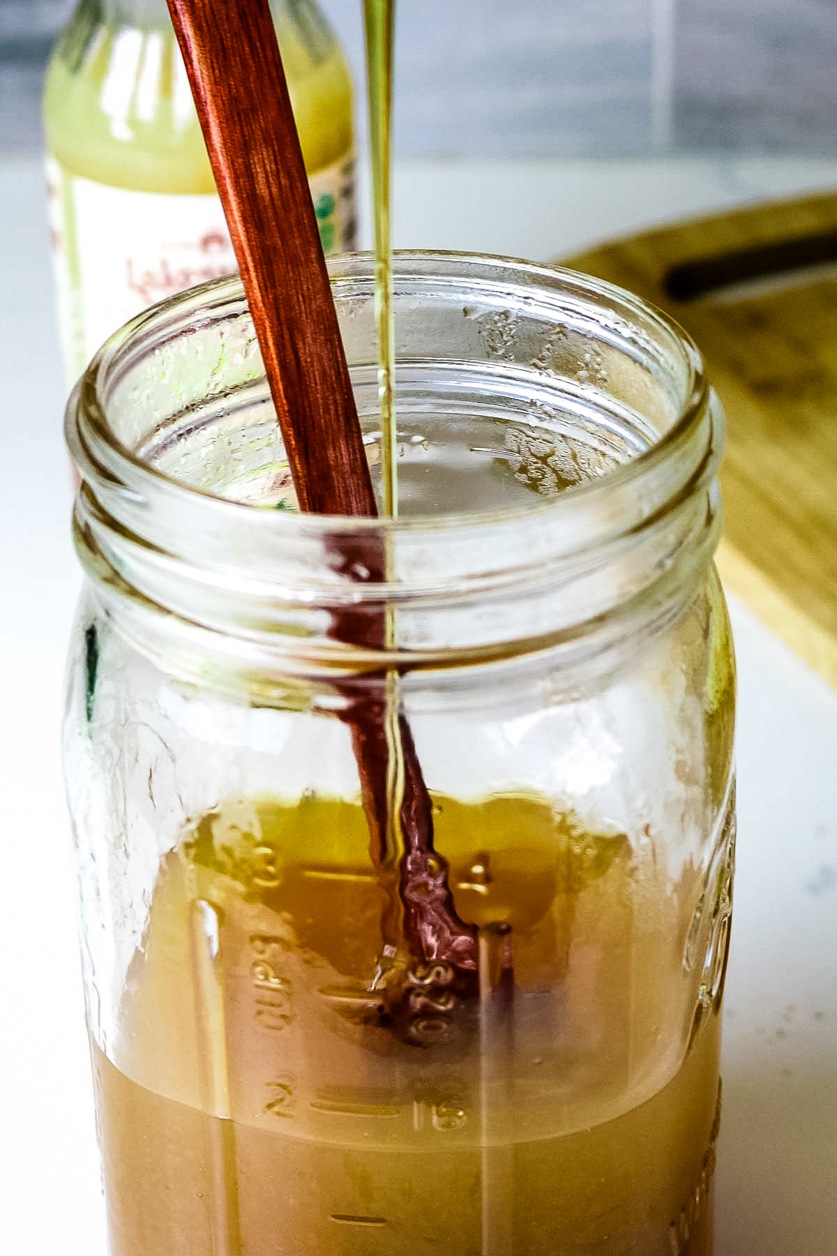 honey added to herbal tea that is muted with lemon juice.