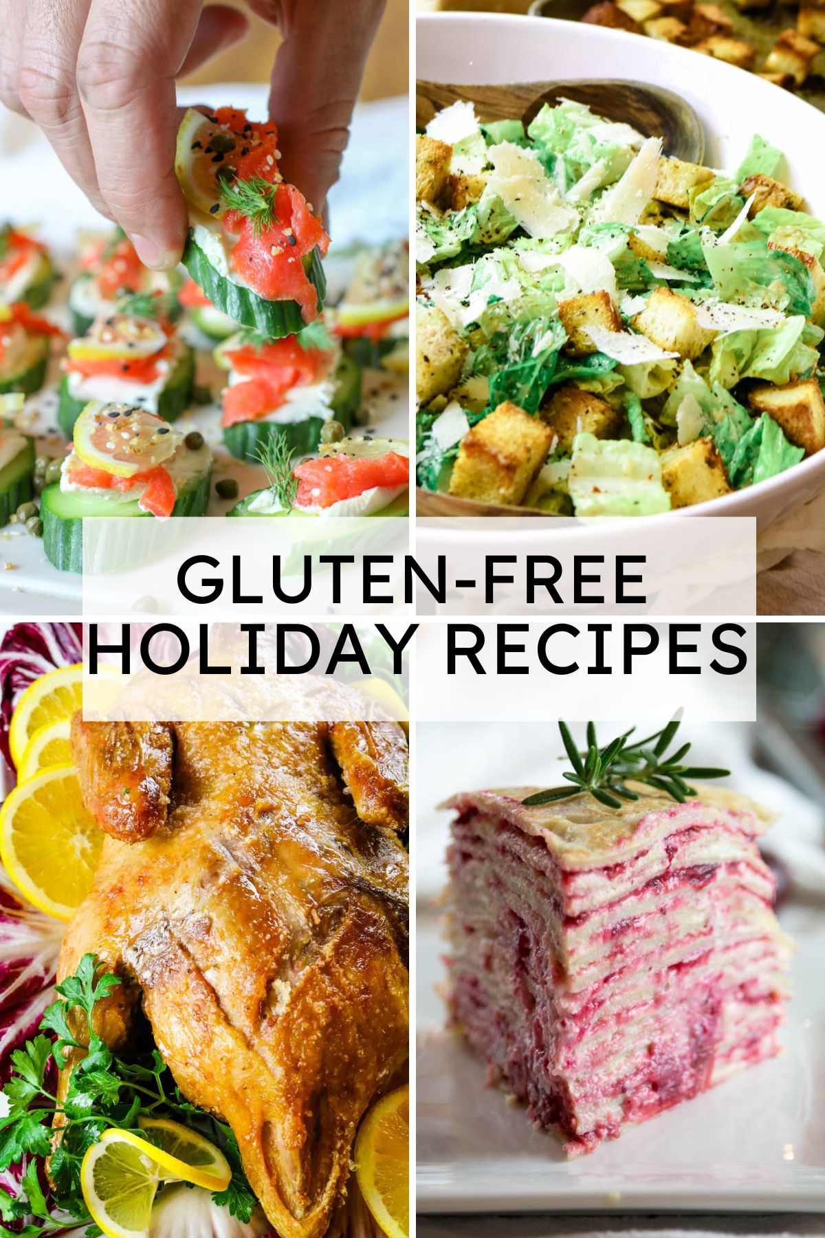 collage of holiday recipes with text overlay that says 'gluten-free holiday recipes'