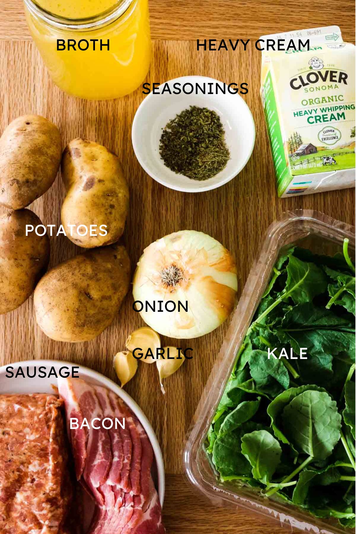 ingredients for zuppa toscana.