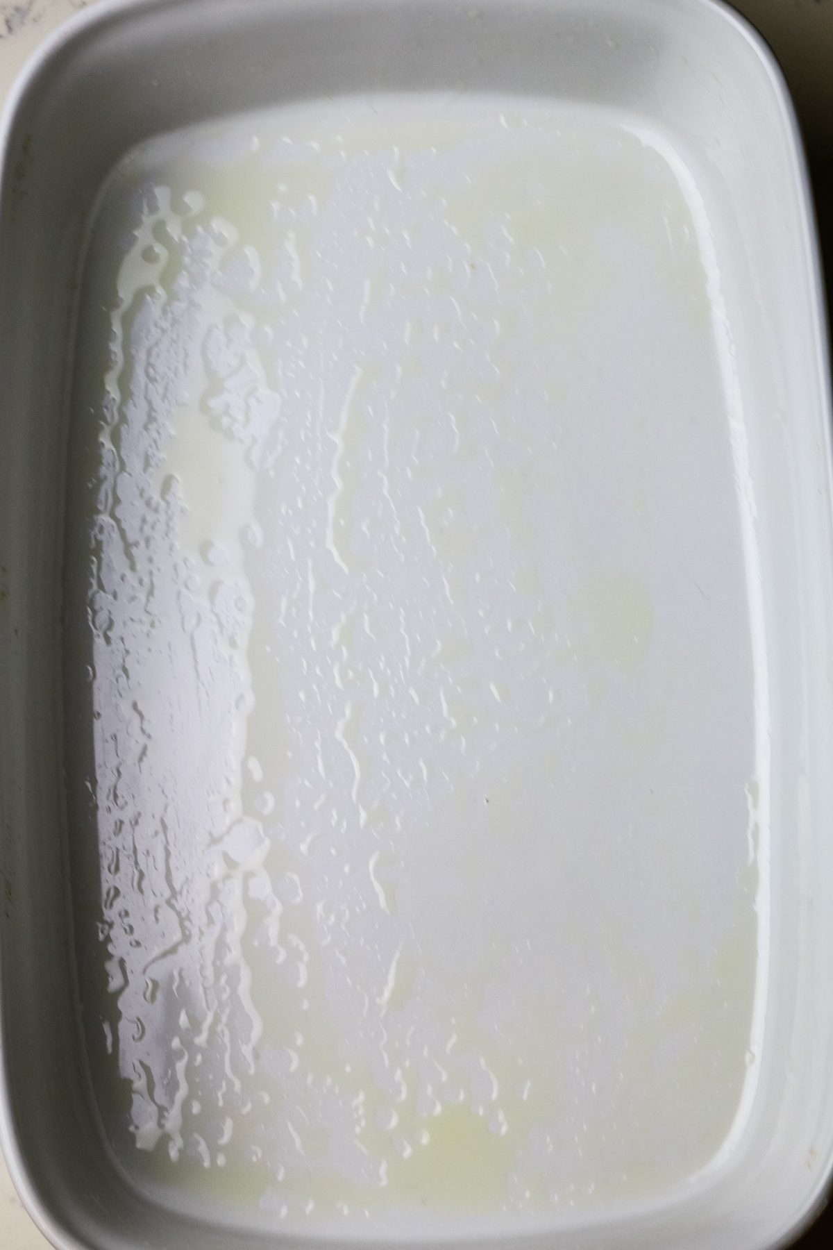 lightly greased white baking casserole dish.