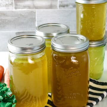 broth in mason jars.