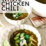 white chicken chili served in a bowl.