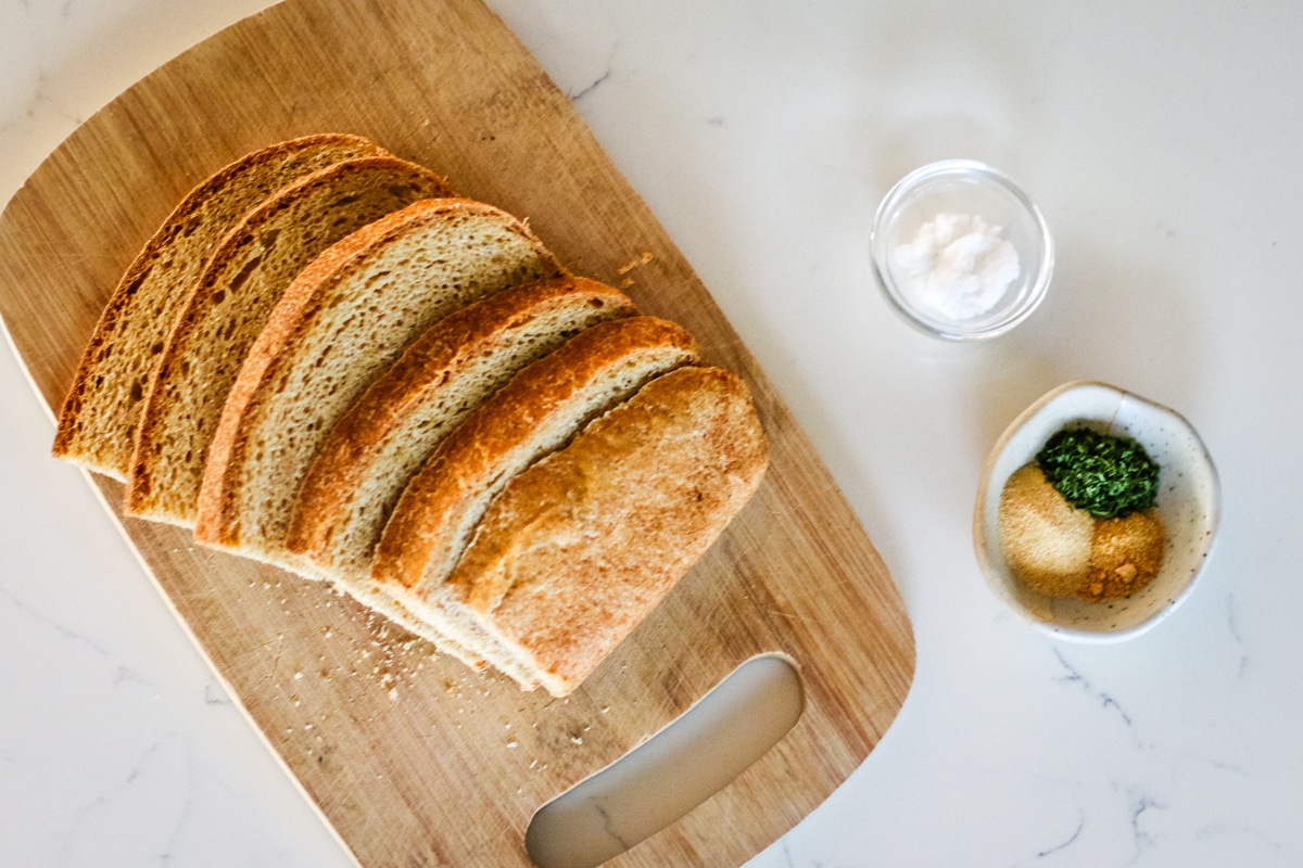 ingredients for homemade breadcrumbs.