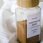 pumpkin pie spice in a spice jar.