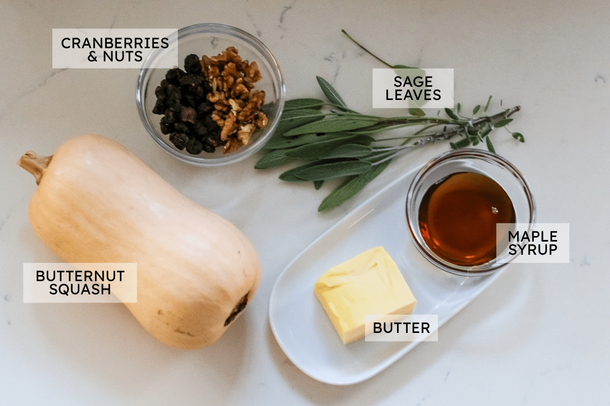 ingredients for hasselback butternut squash.