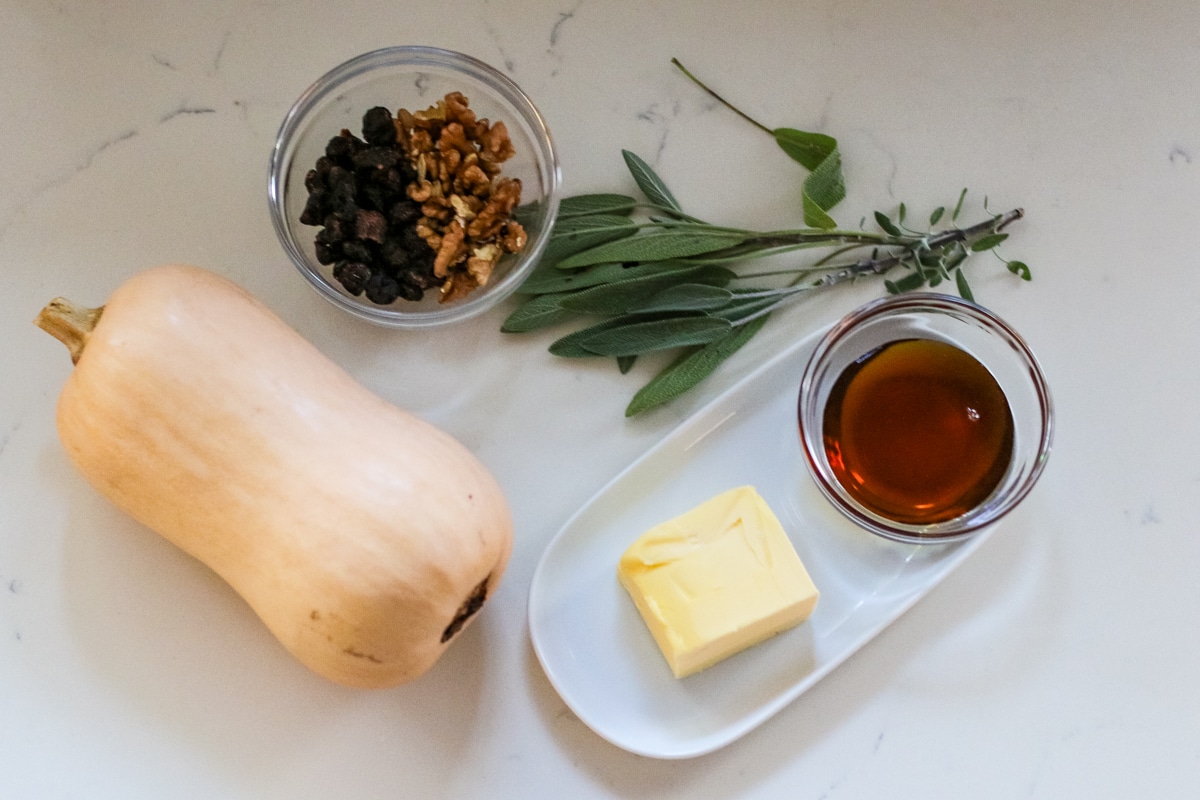 ingredients for hasselback butternut squash.